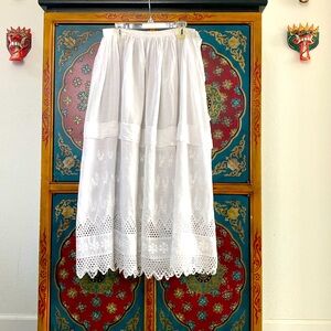 Vintage Handmade White Embroidered Skirt Slip
